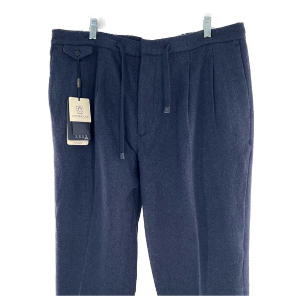 Gutteridge Men's Pure Wool Drawstring Trousers Navy Size IT 54 (US 38) NWT - Picture 11 of 14